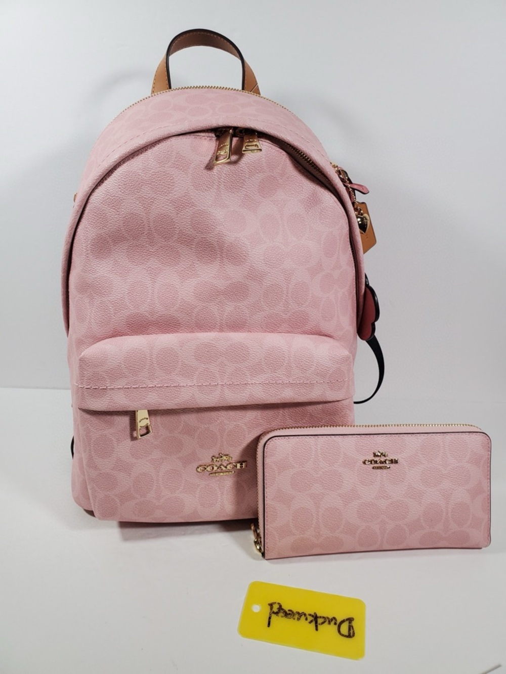 Bundle COACH Taylor Backpack In Signature Canvas With Charms and Wallet NWT
